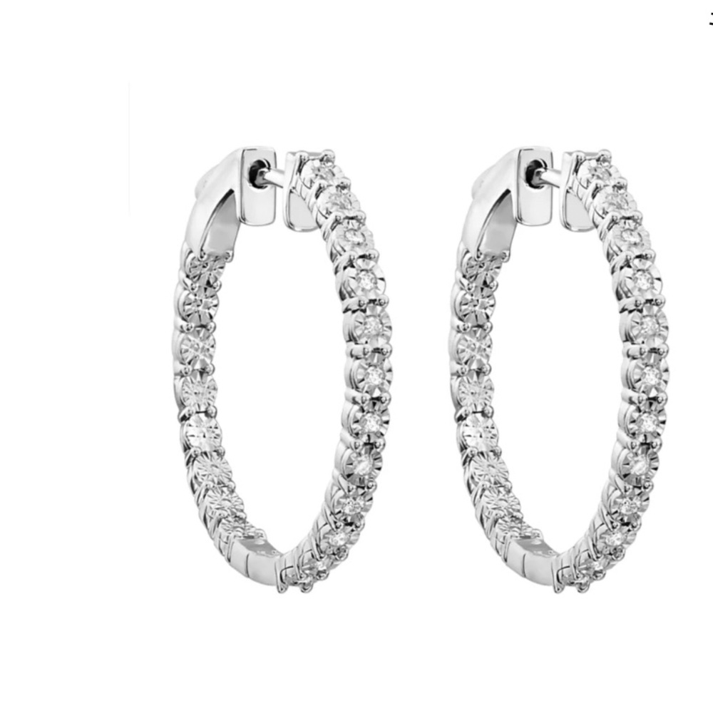 Effy®
1/5 ct. t.w. Diamond Hoop Earrings in Sterling Silver